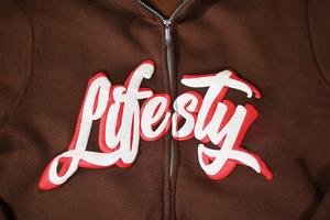 Personalizado Rhinestone 3D Puff impresión bordado cremallera suéter abrigo cara completa Zip Up sudaderas con capucha 3D impreso Sudadera con capucha Puff - Product Image 3