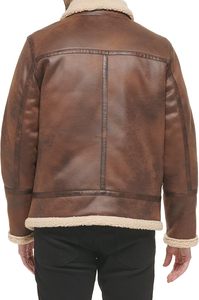 Veste en simili cuir pour homme - Blouson aviateur avec doublure en peau de mouton - Product Image 4