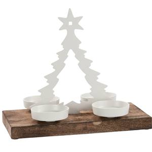 Portavelas de Metal Blanco para Árbol de Navidad, Portavelas Festivo con Base de Madera, Decoración para el Hogar, Proveedores Mayoristas de Portavelas - Product Image 1