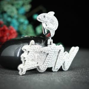 Colgante de Plata de Ley 925 con Diamante Moissanite VVS, Collar con Nombre de Doble Capa Personalizado con Argolla, Joyería Hip Hop con Incrustaciones de Diamantes - Product Image 5