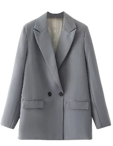 Chaqueta de bloque de color para mujer con logotipo personalizado Slim Fit manga larga elegante traje de oficina chaqueta para ropa Formal informal 2026 - Product Image 2