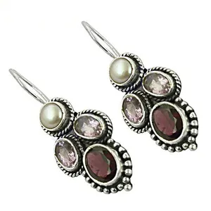 "Gold Plated 925 Silver <b>Pearl</b> & <b>Diamond</b> Dangle <b>Earrings</b> for Women's Wedding & Party Gifts" - Product Image 1