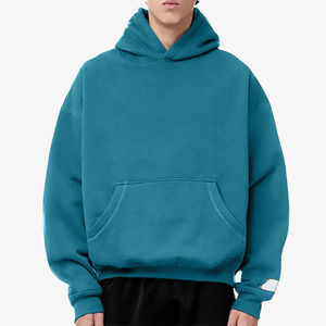 Premium Men's 350g Cotton Oversized Boxy Hoodie Sudaderas de invierno bordadas sin cuerdas Sudaderas con capucha lisas en varios colores - Product Image 1