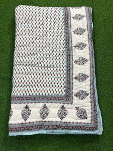 Couette réversible en coton imprimé à la main, design moderne, écologique, toutes saisons, lit double, Jaipuri, 60x90 pouces, couleur marron - Product Image 3