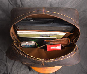 Sac à dos d'école en cuir véritable élégant pour homme avec logo personnalisé, sac d'étudiant durable, fermeture éclair, sac de jour, capacité de 20 à 35 L - Product Image 6