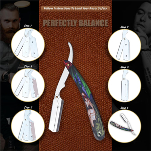 Sliver Barber Straight Edge Salon Hair Cut Razor 100% Acero inoxidable con 10 cuchillas BY SHAVETTE RAZORS & CO - Product Image 4