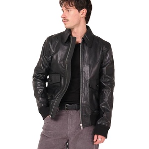 Chaqueta de Cuero Genuino para Hombre, Diseño Moderno, Resistente al Viento, Transpirable, Ecológica, con Cuello Alto, Cálida para Invierno - Product Image 1