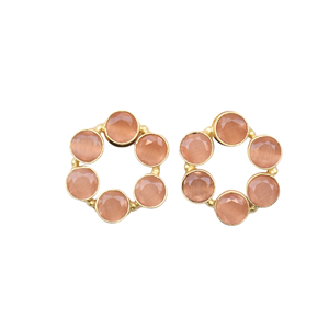 ต่างหูทองเหลืองแบบขายส่ง ดีไซน์หินธรรมชาติ ผิวทองเหลืองด้าน ปลอดภัยต่อผิวแพ้ง่าย ส่งออกจำนวนมาก - Product Image 1