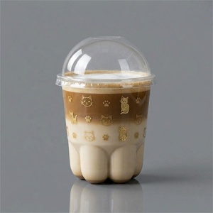 Vaso Desechable <span class=keywords><strong>de</strong></span> Plástico Transparente <span class=keywords><strong>de</strong></span> 89 mm con <span class=keywords><strong>Diseño</strong></span> <span class=keywords><strong>de</strong></span> Pata <span class=keywords><strong>de</strong></span> Gato y Logotipo Personalizado para Café, Leche, Té y Bebidas Frías, con Tapa - Product Image 4