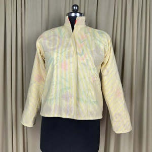 เสื้อแจ็คเก็ตกำมะหยี่ปักลายดอกไม้สีเหลืองสไตล์โบฮีเมียนชิคเรโทรชิค ฟรีไซส์ XL แบบเปิดด้านหน้า พร้อมงานปักมือ เหมาะสำหรับใส่ในฤดูหนาว - Product Image 3