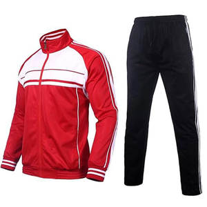 Chaqueta de chándal roja con pantalón negro, chándales elegantes al por mayor con tela moderna de sastrería delgada y cómoda, chándales OEM - Product Image 1
