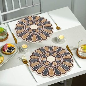 Handcrafted American Style <b>Round</b> Beaded <b>Placemats</b>/pads for Dining Table Wedding Christmas & Family Gatherings Made of Glass - Product Image 4
