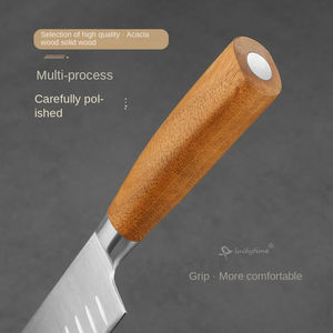 Cuchillo de cocina Lucky Time Series Red Bean, estilo americano, de 7 pulgadas, con mango de madera de acacia y hoja de acero inoxidable, para chef, sashimi y cocina. - Product Image 3