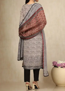 Vêtements indiens et pakistanais gracieux Beige noir rouge imprimé viscose soie femmes Kurta robe avec Dupatta et pantalon coupe régulière - Product Image 3
