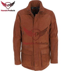 Veste en cuir nubuck pour hommes Marron-Vêtements d'extérieur de qualité supérieure de style vintage pour hommes Look vieilli marron classique - Product Image 5