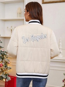 Blouson d'hiver pour femme en jean style universitaire, rembourré, respirant, en coton, réversible, coupe-vent, décontracté, design vintage - Product Image 2