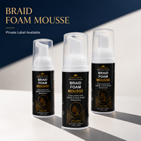 Fabricant de mousse coiffante pour tresses sous marque privée, logo personnalisé, mousse hydratante sans résidus pour tresses et perruques à dentelle