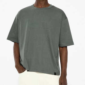Venta al por mayor 100% algodón exterior Boxy camisetas para hombres transpirable gota hombro cuello redondo 260 gramos tela peso sólido disponible - Product Image 1