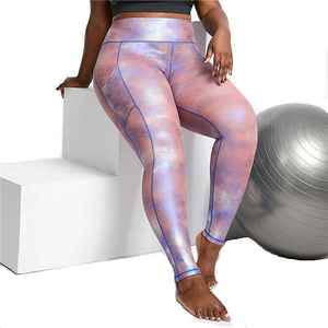 Nuevos Leggings Deportivos de Cintura Alta para Mujer, Talla Grande, al por Mayor, Color Rosa Brillante, Transpirables, Sublimados, con Bolsillos - Product Image 6
