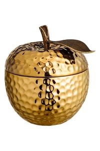 Hot Selling Golden Pear Decorative Container <b>with</b> Leaf <b>Lid</b> Modern Elegant Design for Storing Trinkets and Small Accessories - Product Image 6