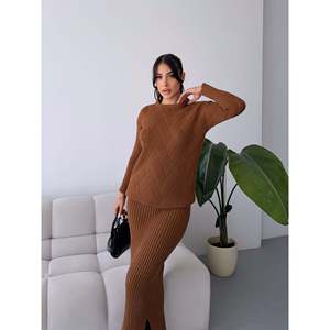 Skirt Sweater <b>Knit</b> <b>Set</b> 1558 - Brown - Product Image 4