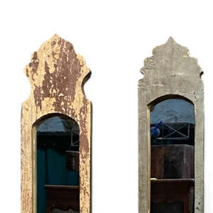 Vintage Luxury Bohemian Wood and Aluminum <b>Frame</b> Glass Wall or Bathroom Mirror for Home Decor for Bedroom or Bathroom Use - Product Image 2