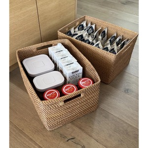 Rectangular rattan <b>basket</b> in boho style Handmade <b>Storage</b> <b>Basket</b> Wholesale eco-friendly Made in Viet Nam - Product Image 6