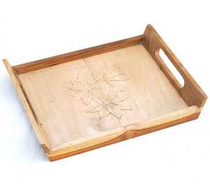 Bandeja DE SERVICIO DE MADERA moderna con asa Desayuno hecho a mano o bandeja de té de la tarde Venta de fábrica - Product Image 3