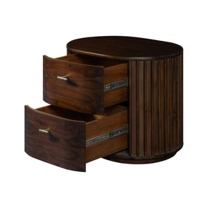 Mesita de noche Fields realizada en madera de caoba con color marrón oscuro y equipada con 2 cajones para uso interior. - Product Image 4