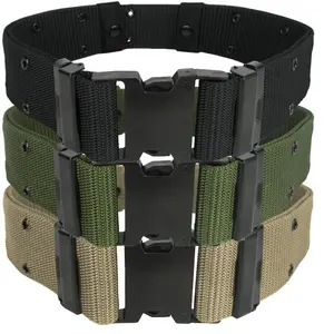 5.5cm Wide Olive Green Tactical Outdoor Belt Heavy Duty Polyester Waist Belts with Plastic Buckles