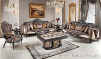 Juego de Muebles de Sala de Estar de Lujo Royal Kingdom, Estilo Barroco Americano y Maharaja, Madera de Teca, Sofá de 8 Plazas