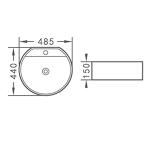 Lavabo da Appoggio in Ceramica Ovale Moderno e Resistente, Profondità 44 cm - Product Image 6