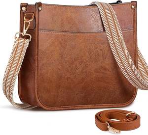 Bolso bandolera de cuero de Color sólido de estilo Retro para mujer, bandolera clásica multifuncional con correa para el hombro elegante - Product Image 5