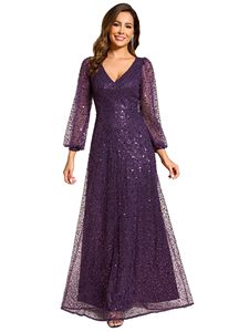 Nouvelle Robe de Soirée Hiver 2025 pour Femme, Style Européen et Américain, en Cachemire, à Taille Naturelle, Manches Lanterne, Col en V, avec Maille et Paillettes, Coupe Trapèze et Traîne - Product Image 1