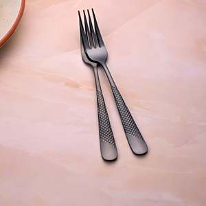 <b>Black</b> Flame Eco-Friendly Stainless Steel <b>Dinner</b> Forks <b>Set</b> of 2 Sustainable and Wood-Metal Material for Back to School - Product Image 5