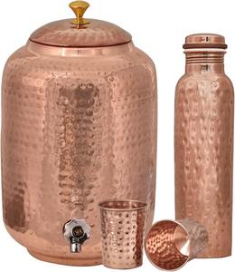 Enfriador de agua fría y caliente de cobre martillado elegante, decoración rústica portátil, hogar, exterior, Hotel, todos los días, bebida saludable, acero inoxidable - Product Image 1