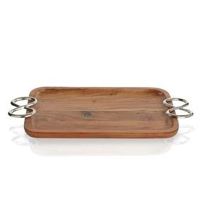 Wholesale Modern Customizable Logo Wooden Serving Tray With <b>Ring</b> Rounding Handles Housewarming Gifts - Product Image 6