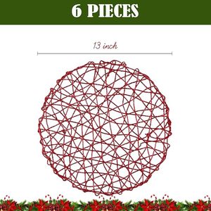 Set de table rond en papier tressé rouge, design moderne, fait main, naturel, antidérapant, résistant à la chaleur, pour intérieur et extérieur - Product Image 6