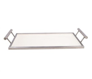 Venta caliente Art Deco Rectangular hecho a mano de acero inoxidable pulido plata bandeja para servir comida exhibición para restaurantes de Hotel en casa - Product Image 1