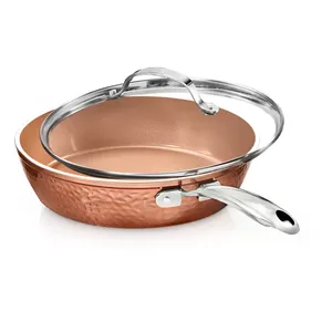 ホット販売カスタマイズされた3ステップ銅中華鍋インダクションボトムガラスフライチャフィング新しいデザインキッチンホテル使用量 - Product Image 5