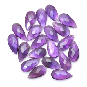 Perles de briolette en améthyste AAA+ de 10x20 mm, facettées, en forme de poire, améthyste africaine naturelle, pierre semi-précieuse en amande, perles en vrac pour bijoux - Product Image 4