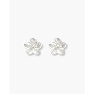 Boucles d'oreilles clous en forme d'étoile et de fleur, plaquées rhodium, de grande taille - Product Image 1