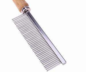 Peine de aseo para mascotas ecológico, duradero, Simple, de un solo lado, peine de hierro con mango de madera rosa para mascotas - Product Image 2