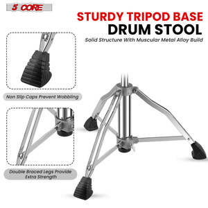 5Core Drum Throne 4 Cushion Padded <b>Stool</b> w Backrest Airlift <b>Height</b> <b>Adjustable</b> Chair w 441Lb Capcity - Product Image 5