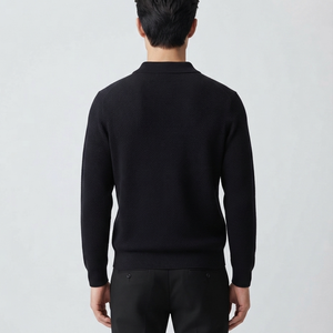 Suéter de Punto Negro Casual para Hombre, Otoño-Invierno 2026, de Alta Calidad, Personalizado, Moderno, Ajustado, con Cuello - Product Image 3
