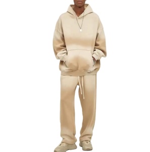 100% algodón 2 piezas Jogger Sweatsuit Streetwear Tech Fleece en relieve lavado ácido Stone Wash 3D impreso Sudadera con capucha chándal bolsillos - Product Image 5