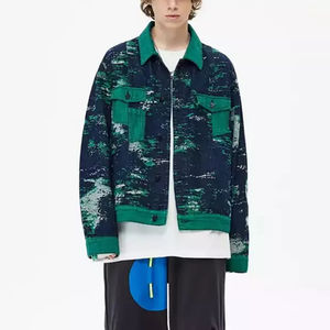 Vestes en jean slim pour hommes, 100 % coton, décontractées, de haute qualité, avec logo personnalisé, vente en gros OEM, style urbain - Product Image 3