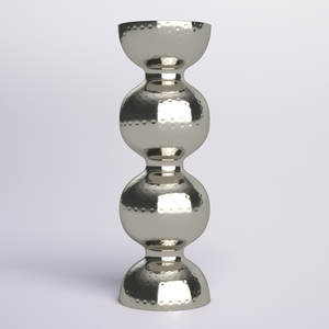 Portavelas de madera marrón y blanco de doble tono de lujo del fabricante con diseño único de pilar de Navidad y base de metal - Product Image 3