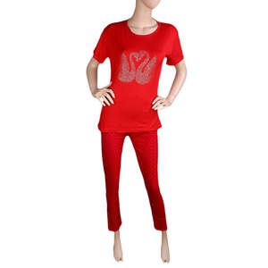 Ensemble de nuit 2 pièces pour femme - Rouge - Product Image 2