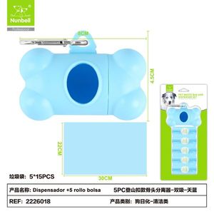 Dispensador de Bolsas para Desechos de Mascotas con 5 Rollos de Bolsas para Excrementos de Perro - Product Image 1